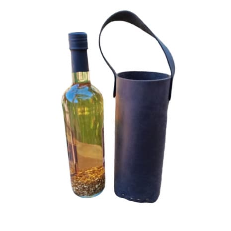 Porta Bebidas Vinhos Cachaças Em Couro Preto