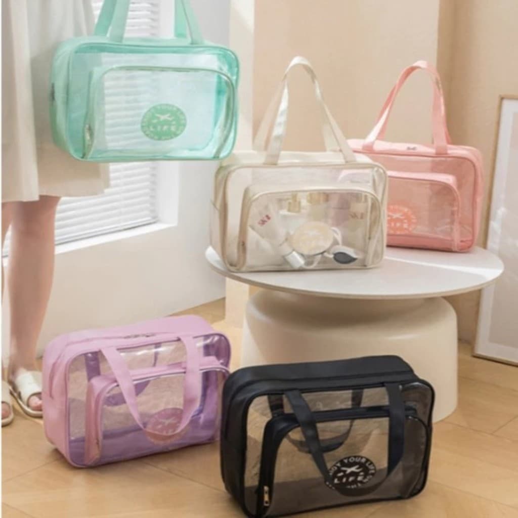 Bolsa de Natação Impermeável Transparente em PVC - Bolsa de Mão e Ombro para Viagem