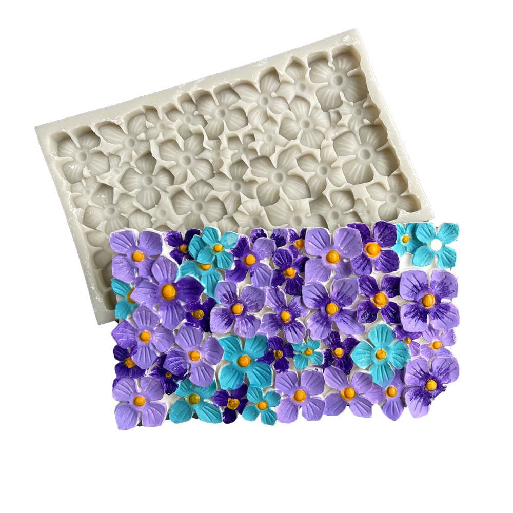 FORMA MOLDE SILICONE FLORES FLORAL VIOLETAS FONDANT RESINA