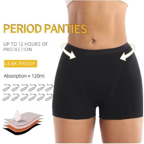 Calcinha Menstrual Feminina Período De Fluxo Pesado Shorts Muito Absorvente Boxer Mulher Cintura Alta Roupa Interior Par