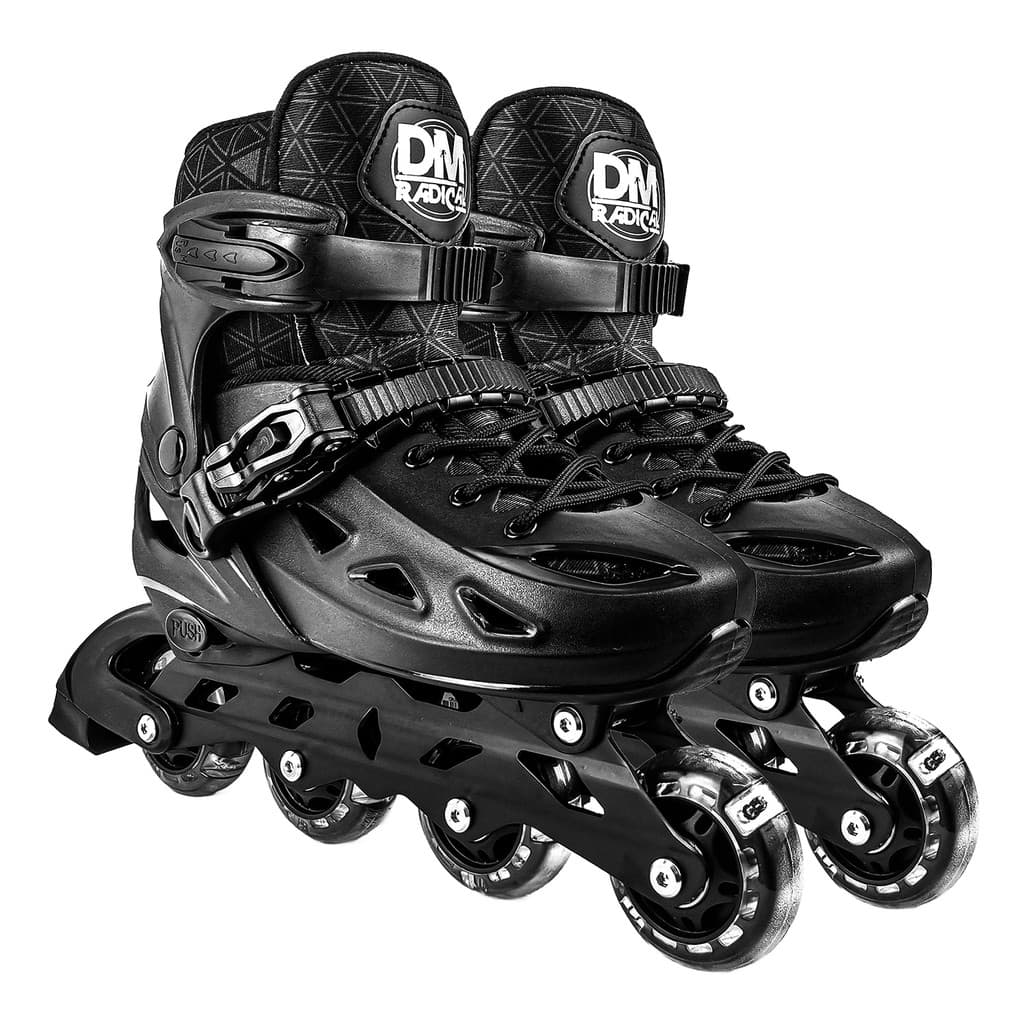 Patins Ajustável 4 Rodas Roller Inline Tamanho Ajustável 30-41 Até 80 Kg - Dm Toys