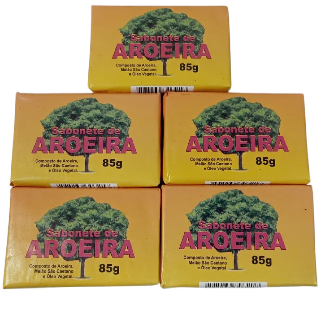 Kit 5 Sabonete Aroeira e Melão São Caetano Natural 85g Cada Cicatrizante e Contra Coceira