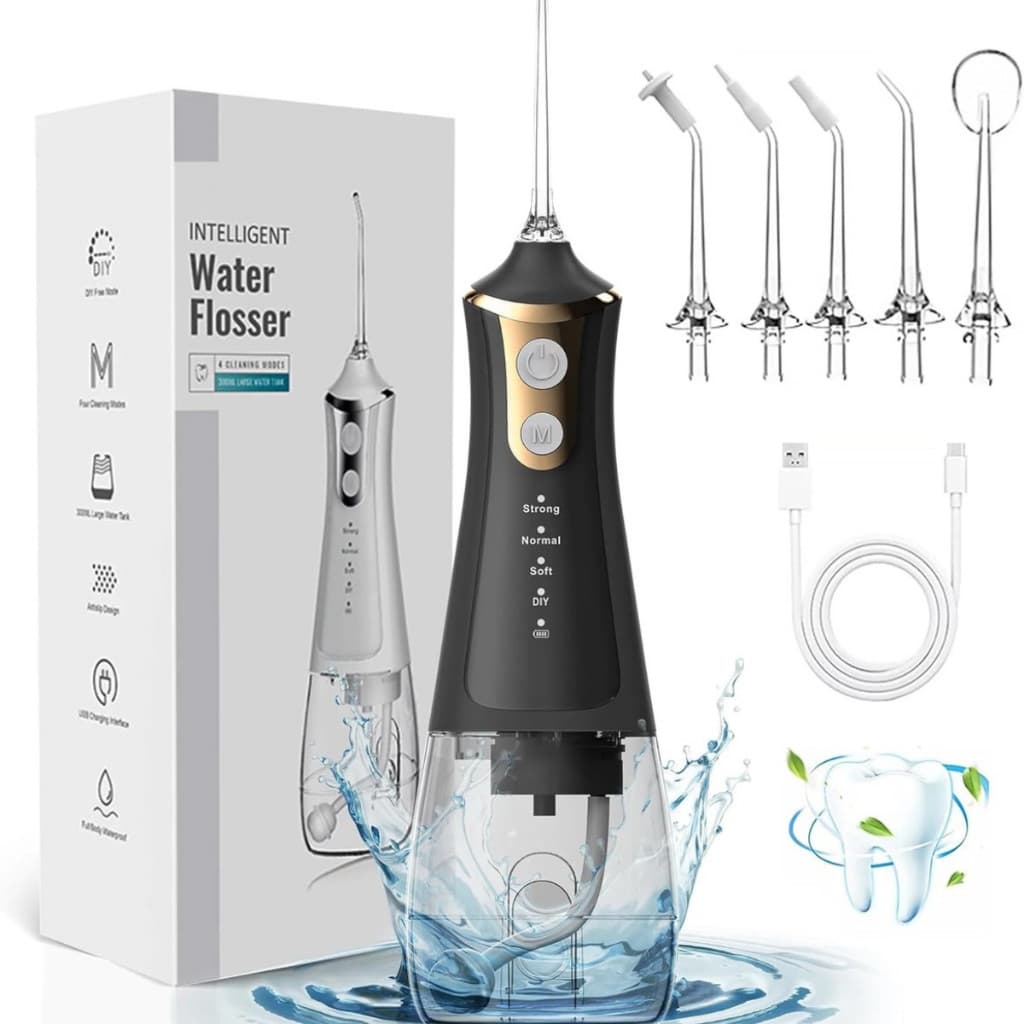 Irrigador Bucal higienizador dos dentes oral USB Recarregável 3 modos 4 Bocais Limpador de Dentes