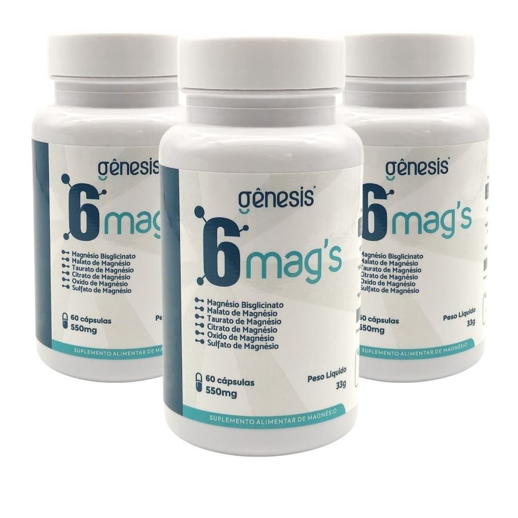 Kit 3 Magnésio 6 Mag's 60 Cápsulas