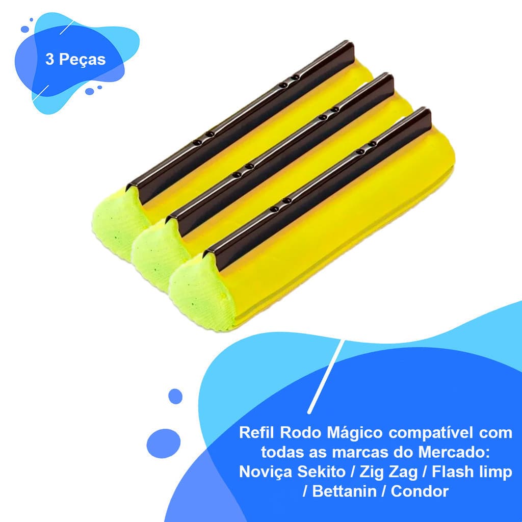 3x Refil Mop Rodo Mágico Sekito MZ-24318 / Monaliza