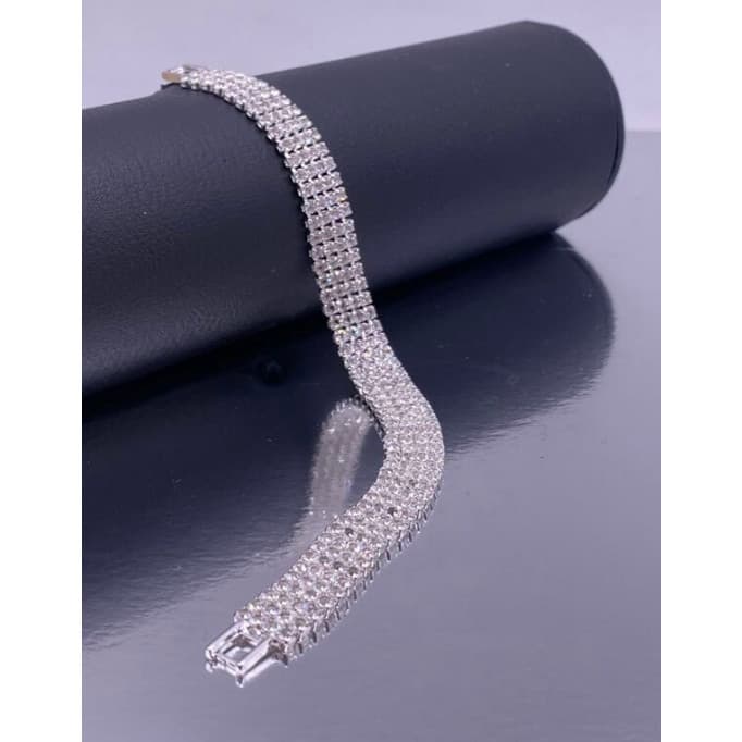 Pulseira Riviera Essentials 4 Fios Pedra de Cristal Zircônias Cravejadas C/ Fecho