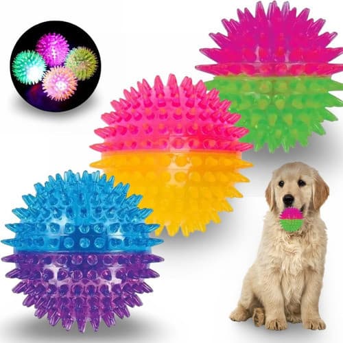 Kit 3 Bolas Bolinha para cachorro Brinquedos Pet Bolinha Som Pisca Pet Interativo Luz De Led