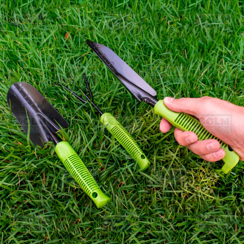 Ferramenta De Jardinagem Pá Pazinha E Rastelo Kit 3 Pcs Jardim horta