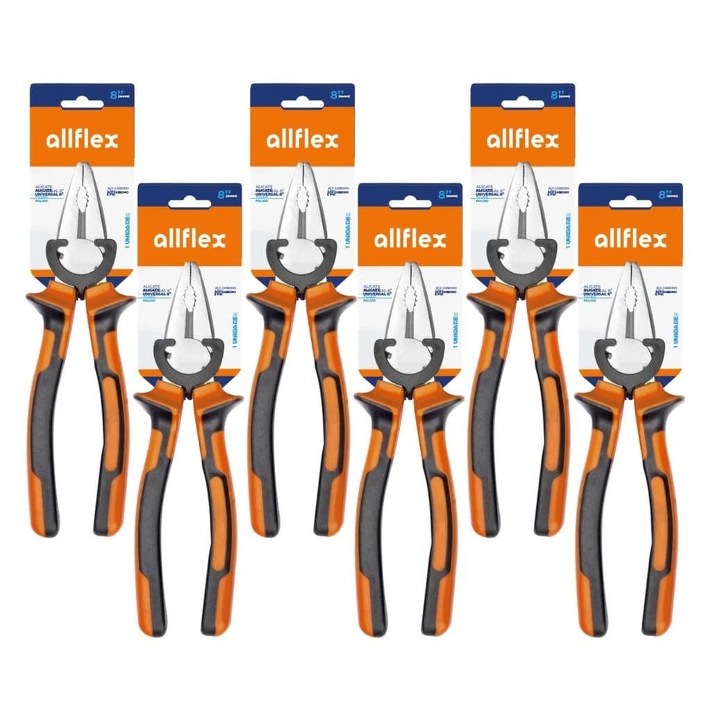 Kit 6 Alicates Universal 8 Pol allflex Aço Carbono Polido
