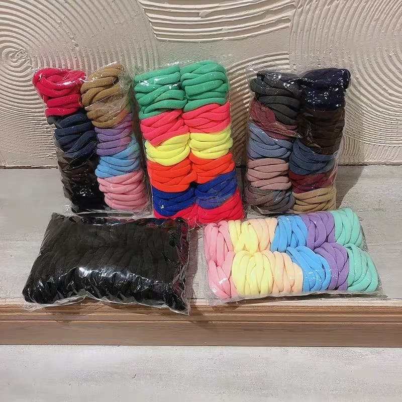 Kit 100 Xuxinha Elástico de Cabelo Xuxinha Criança Adulto Rabicó 100 Unidades-Grande