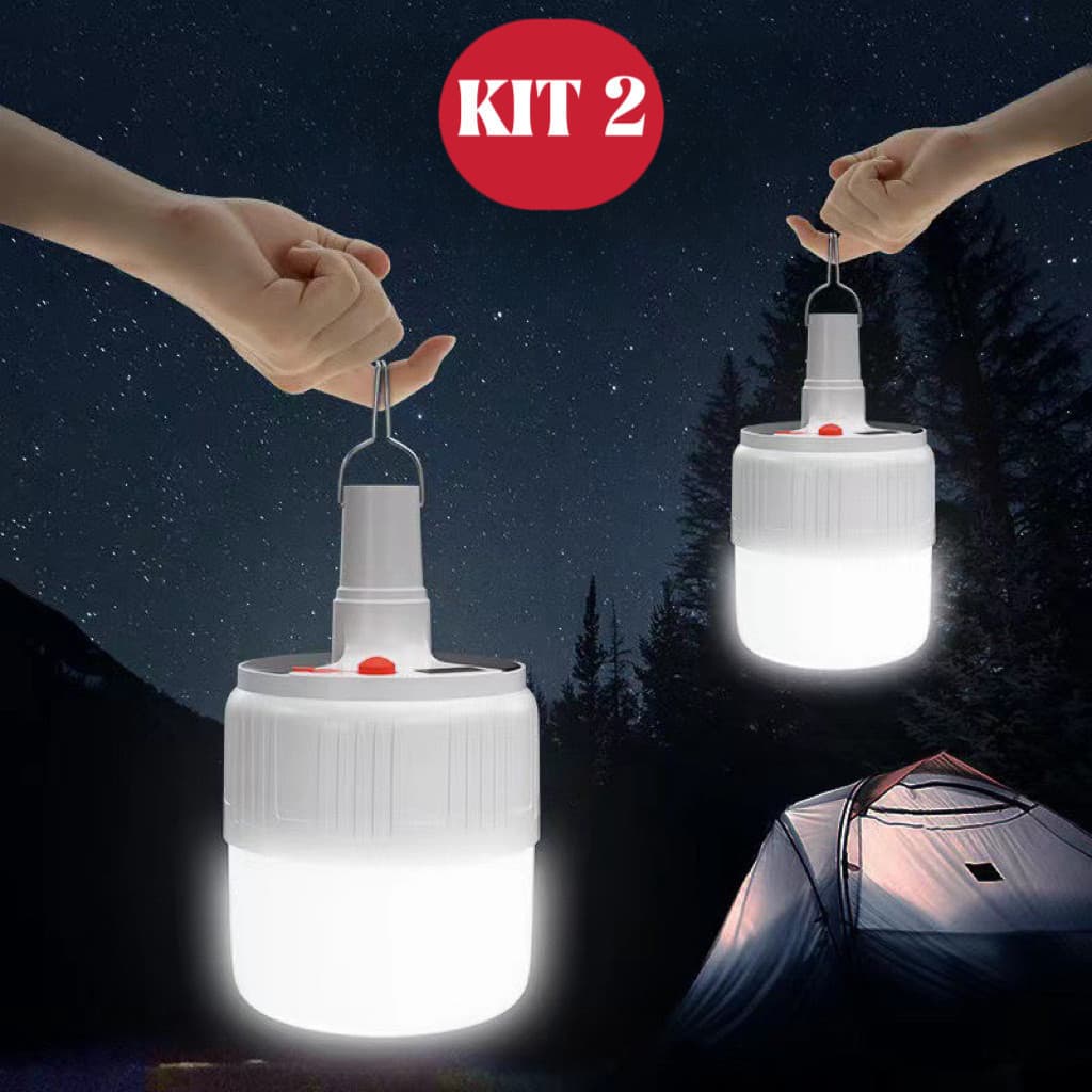 Lâmpada LED Solar USB Recarregável com Gancho Portátil