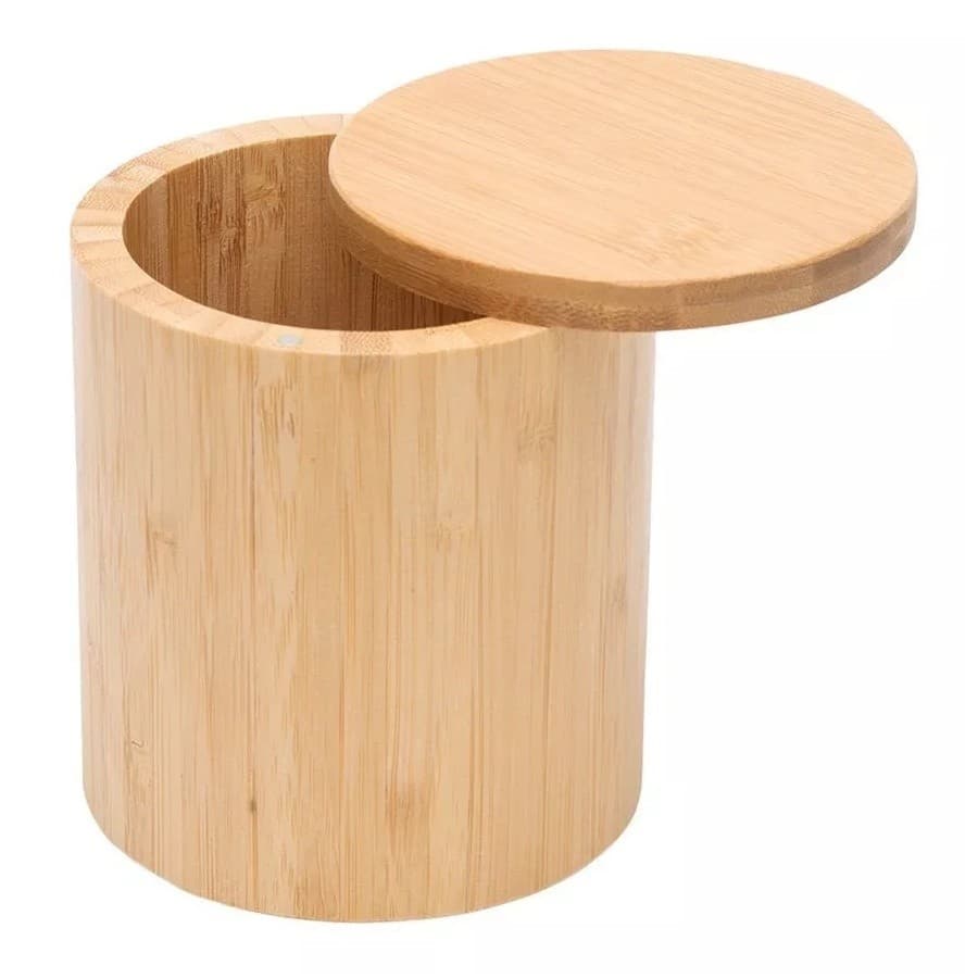 Pote Multiúso de Bambu com Tampa Magnética Cozinha Armazenamento Sal Açucar Café