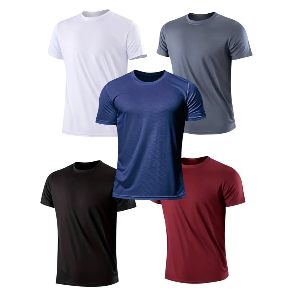 Kit 4 Camiseta Dryfit para Academia SlimFit Esportes CrossFit Corrida Drifit Anti Suor Anti Odor Lisa Poliester Premium