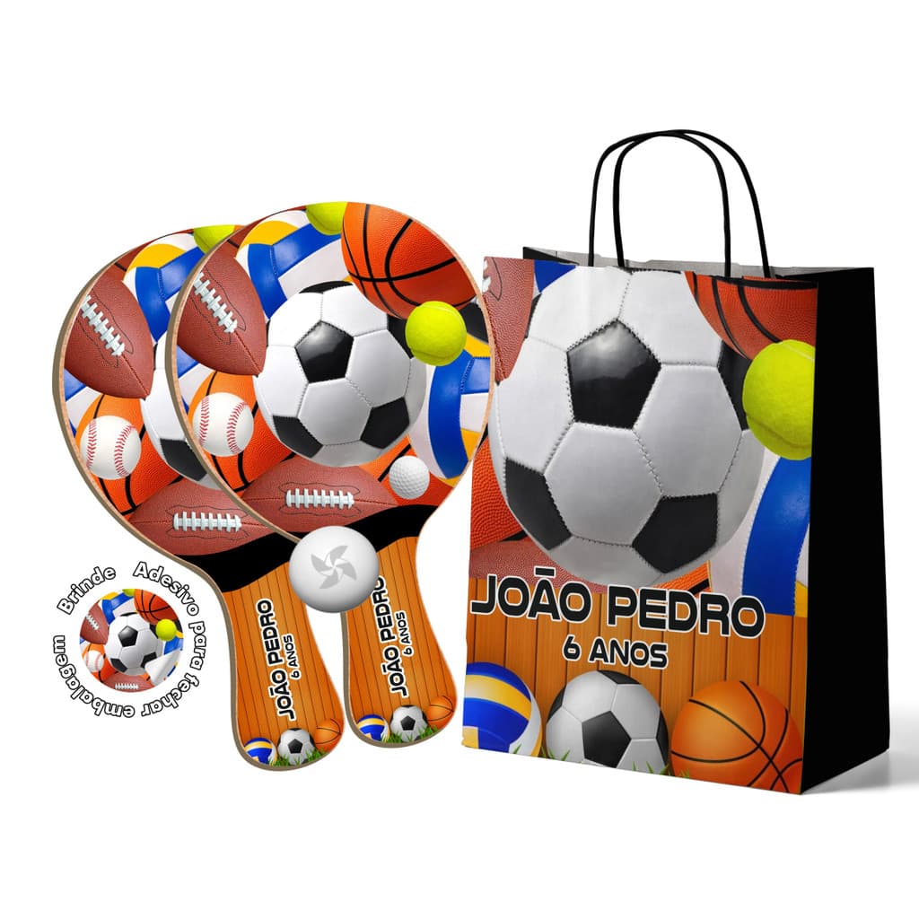 7/10/15/25 Kit Sacola de Papel e Raquete Ping Pong - Esportes Futebol