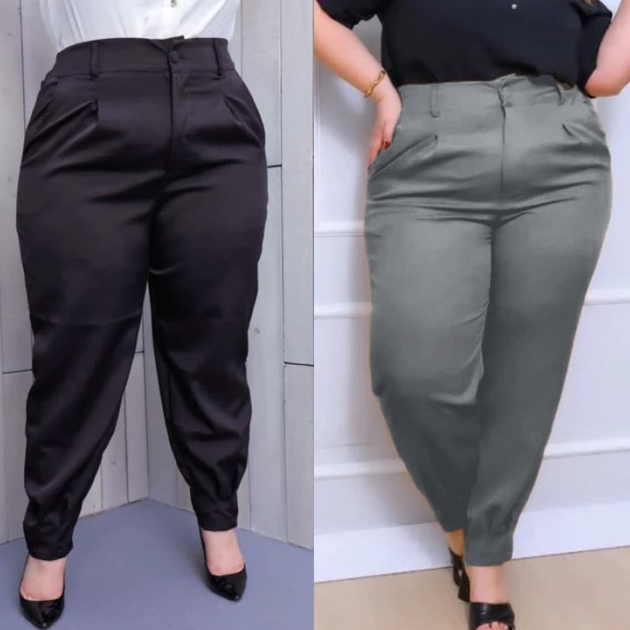 Kit 2 calças Alfaiataria Cenoura Jogger plissado Feminino elegante