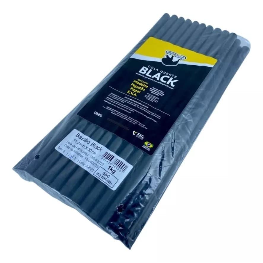 Refil Bastao Cola Quente Preta Grossa 11,2mm Martelinho Ouro 1kg