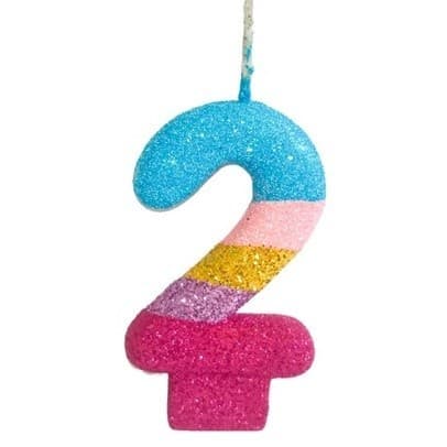 Velas De Aniversário - Números + Glitter  - Colorida