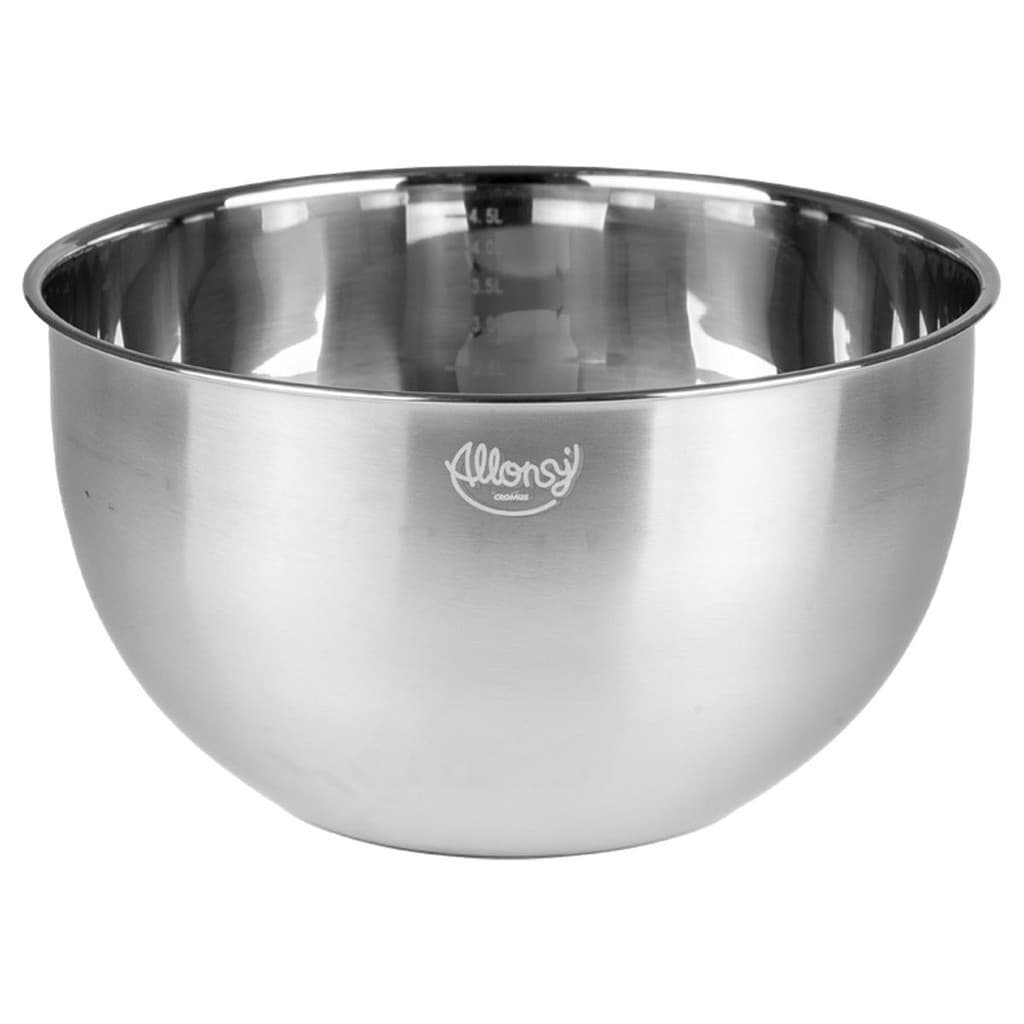 Bowl Tigela de cozinha Multiuso de Inox 4,5L com medidas Prata Preparar Armazenar Servir