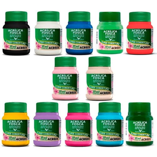 Tinta Acrílica Fosca 37ml - Kit Escolha 12 Cores - Acrilex