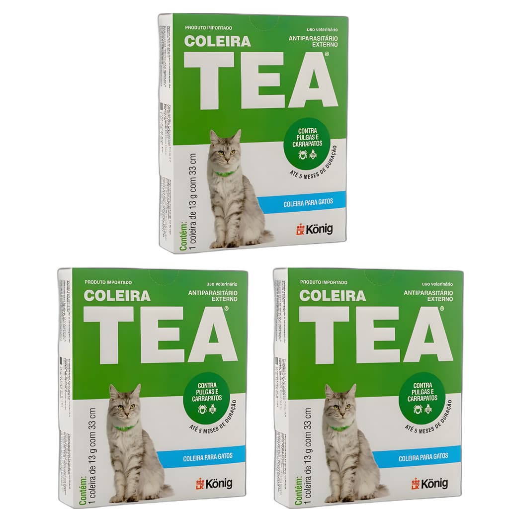 Coleira Tea 327 Antipulgas Para Gatos 13g 33cm Kit 3 Unidades