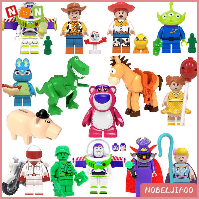NJ Cartoon Creative Toy Story 4 Blocos De Construção Para Montagem Infantil Woody Buzz Lightyear Ação FiguDoll Toys