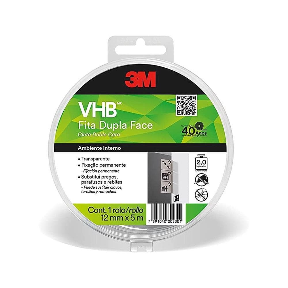 Fita Dupla Face VHB 12mm x 5m - 3M