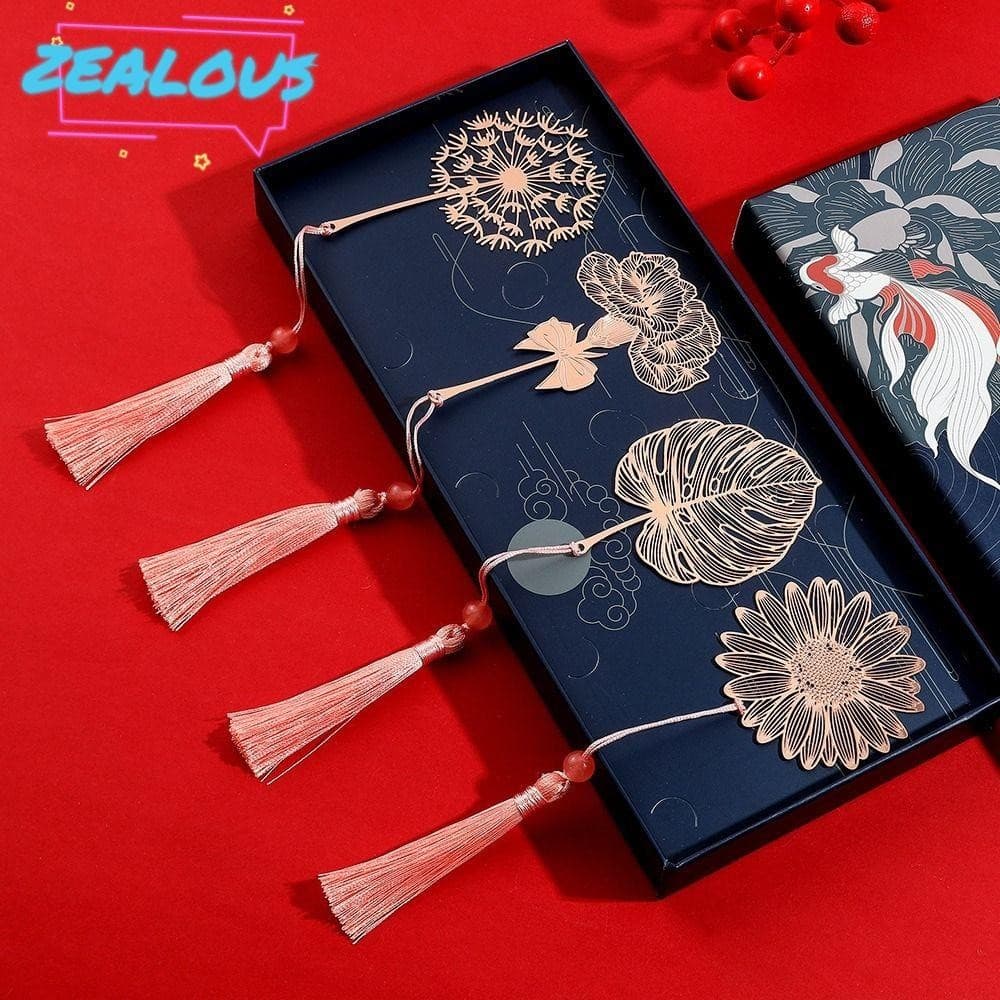 ZEALOUSSS Marca De Livro Oco De Metal , Papelaria Dente De Leão Flor Folha Estilo Chinês Marcador , Girassol