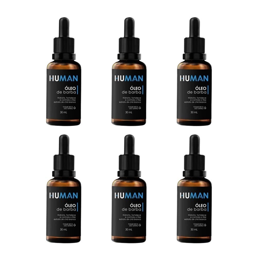 Kit 6 Óleo para Barba Hidratante Fortalecedor Amacia Human 30ml