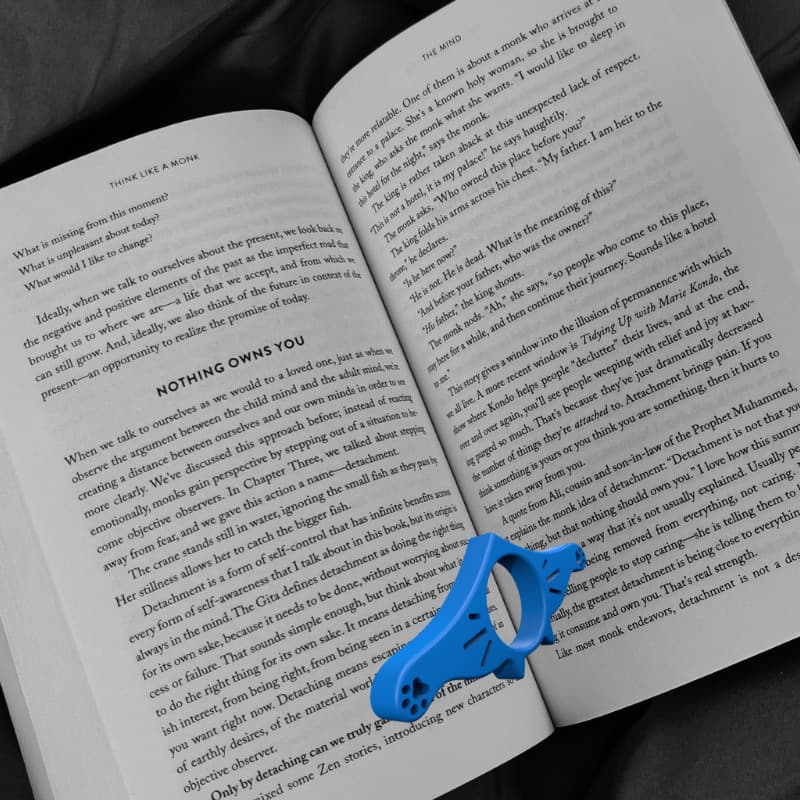 Anel Trava pagina Livro GATINHO CAT Leitura Bibliocanto Suporte para Livros Apoio