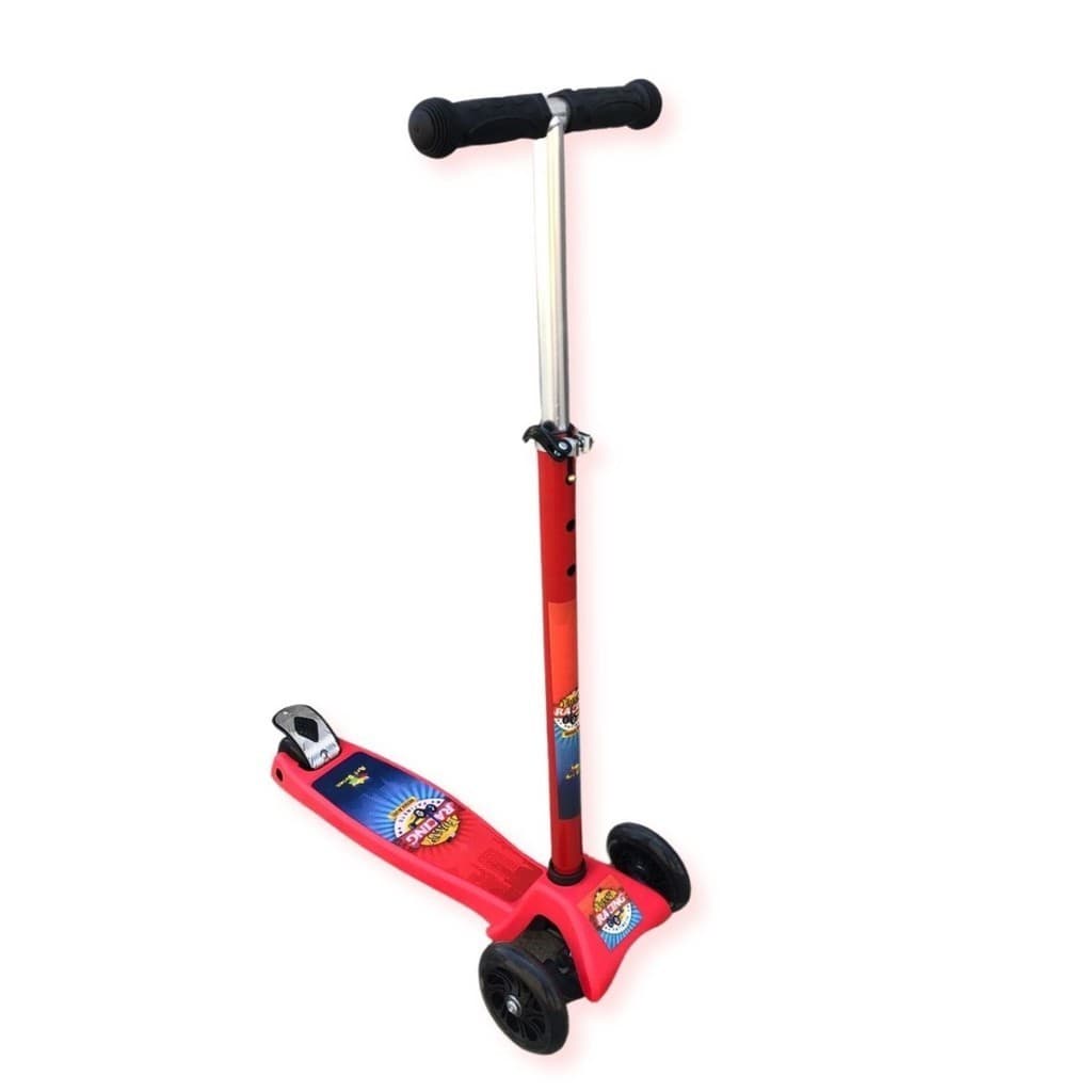 Patinete 3 Rodas Funny Racing Com Freio E Ajuste De Altura - Vermelho
