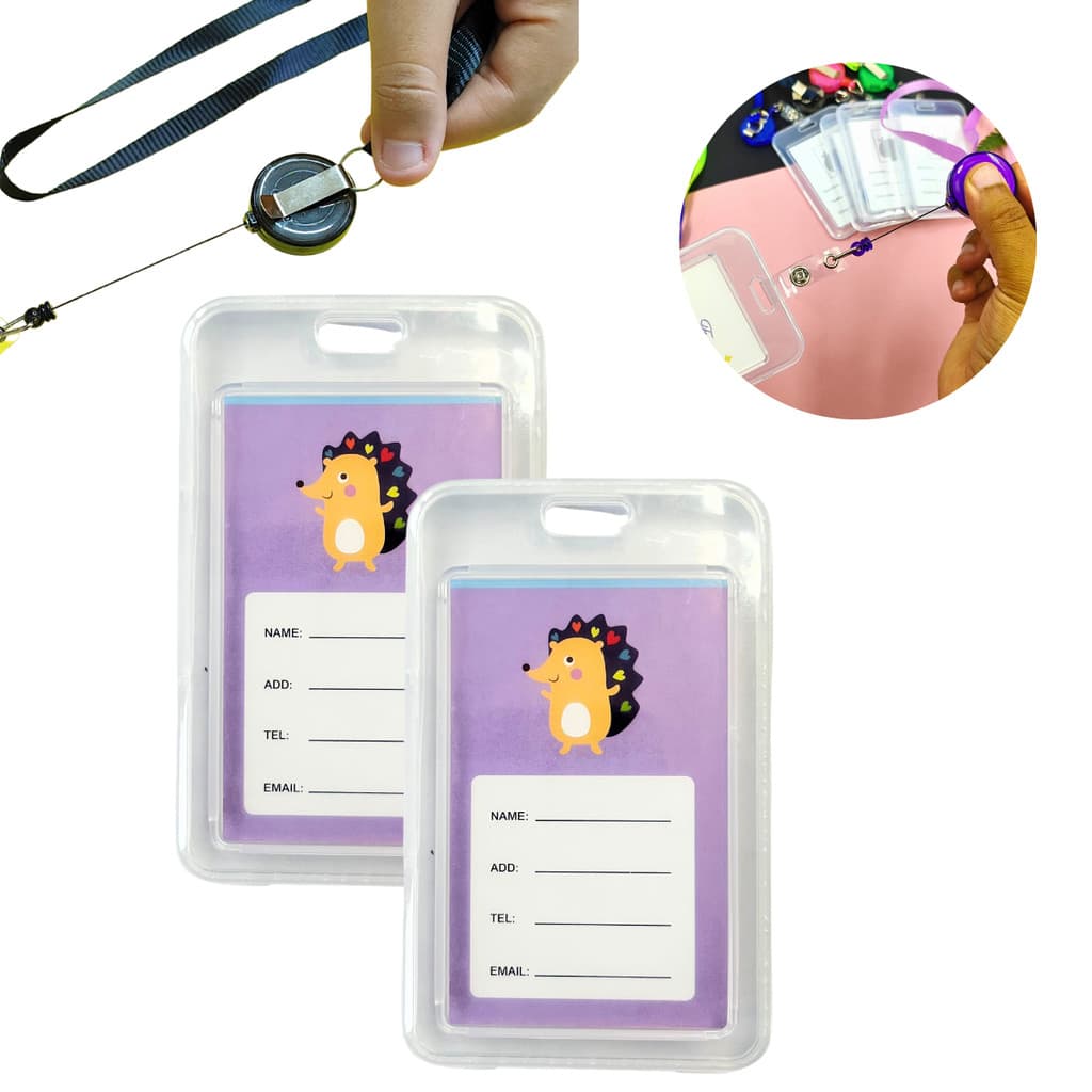 Kit 2 Uni Suporte Para Crachá Com Cordão E Roller Clipe Retrátil