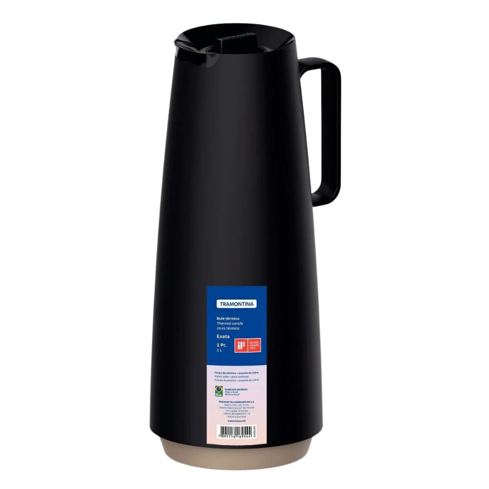 Garrafa Térmica Exata 1L Tramontina Bule Café Quentinho Preserva a Temperatura Design Moderno