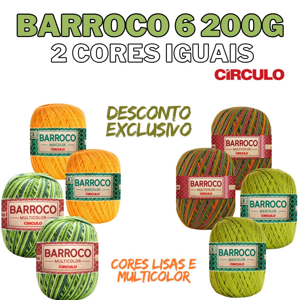 Kit de Barbante Barroco Nº 06 200g Circulo - kits com 2 cores iguais