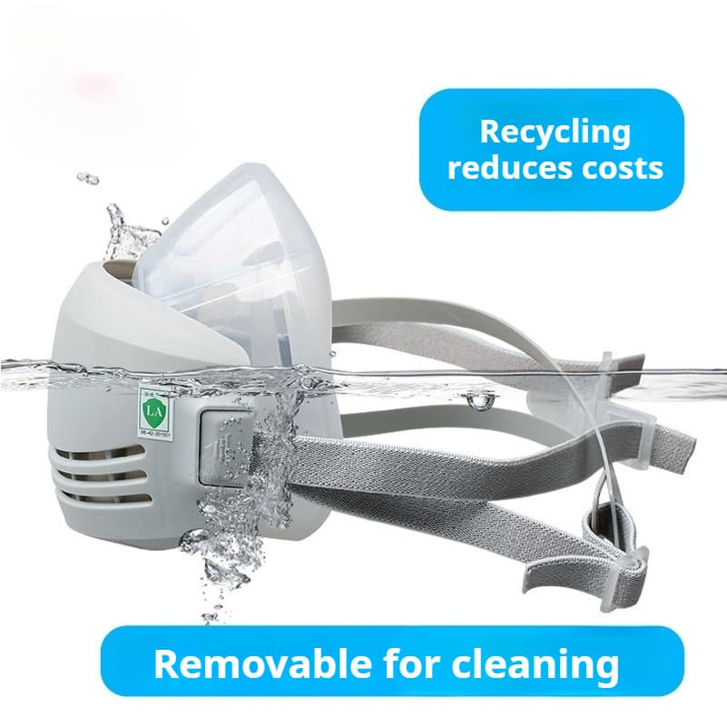 Máscara Respiratória De Silicone – Proteção Contra Poeira E Vapor Orgânico Com Filtros 10 Bolas De Algodão 1 Conjunto