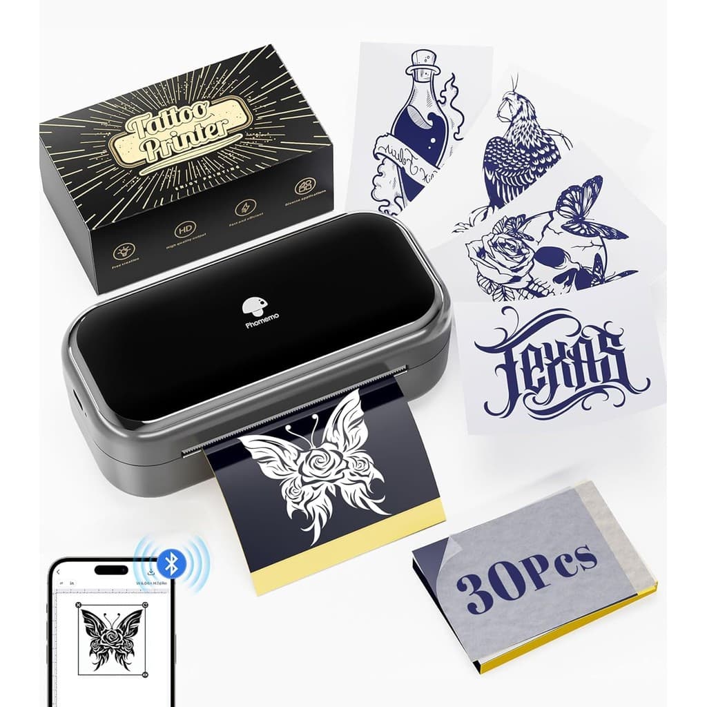 Impressora De Estêncil De Tatuagem Sem Fio Phoemo TP31 Com Papel De Transferência De 30 Unidades , Ótima Para Artistas E