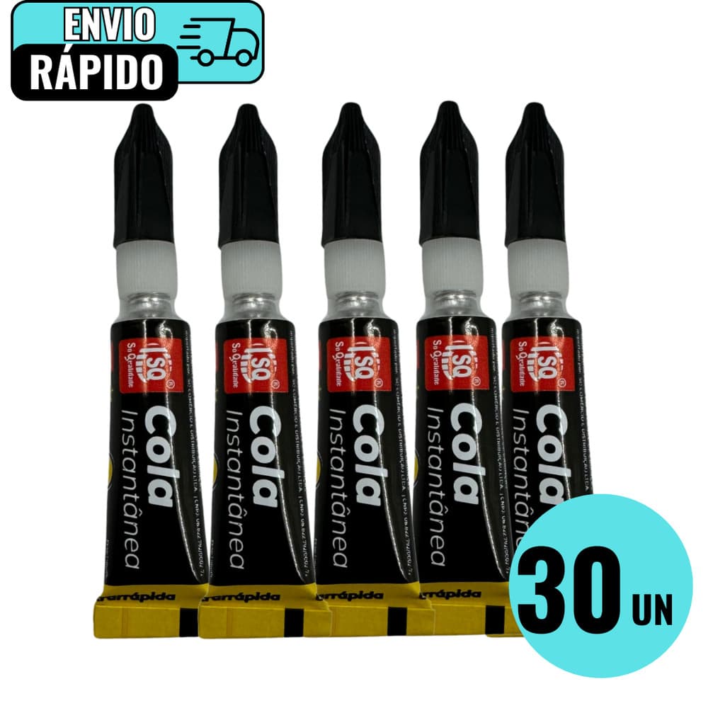 Kit Conjunto 30 Unidades Cola Instantânea Ultrarrápida Para Metais Plásticos Couro Madeira Borrachas
