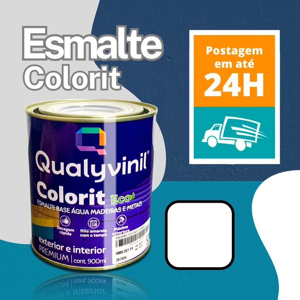 Esmalte Base Água Qualyvinil 900ml - Madeira Metal Branco Acetinado Eco 14m²