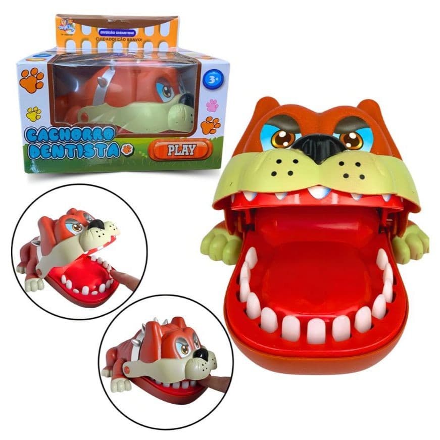 Jogo Cachorro Dentista Infantil Apertar os Dentes Brinquedo Morde Dedo