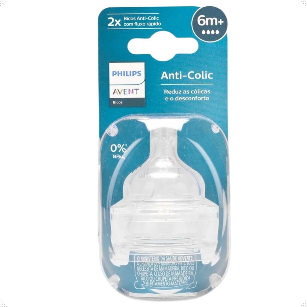 Bico Mamadeira Avent Anti Cólica Philips Avent SCY764 2 Unid Bico mamadeira Anti-colic - no4 (6m+) - 4/SCY764/02 - Avent