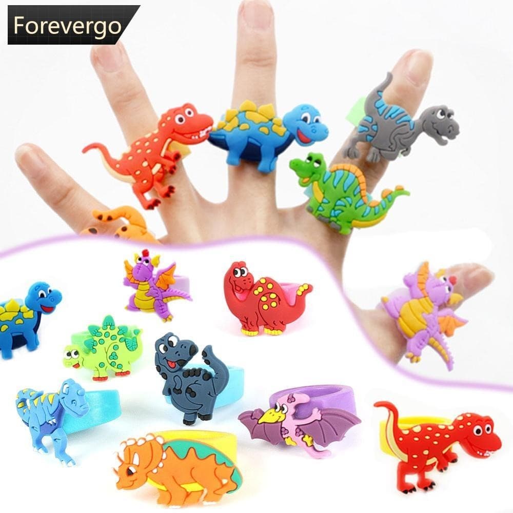 5Pcs Dinossauro De Desenho Animado Bonito Kids Rings Kawaii Crianças Meninos Anel De Dedo Em PVC Jóias Infantis