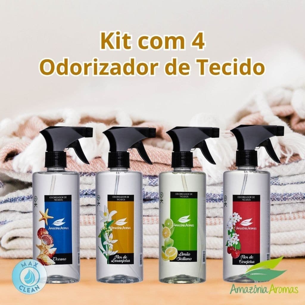 kit 4 unidades Odorizador de Tecido Amazônia Aromas 500ml