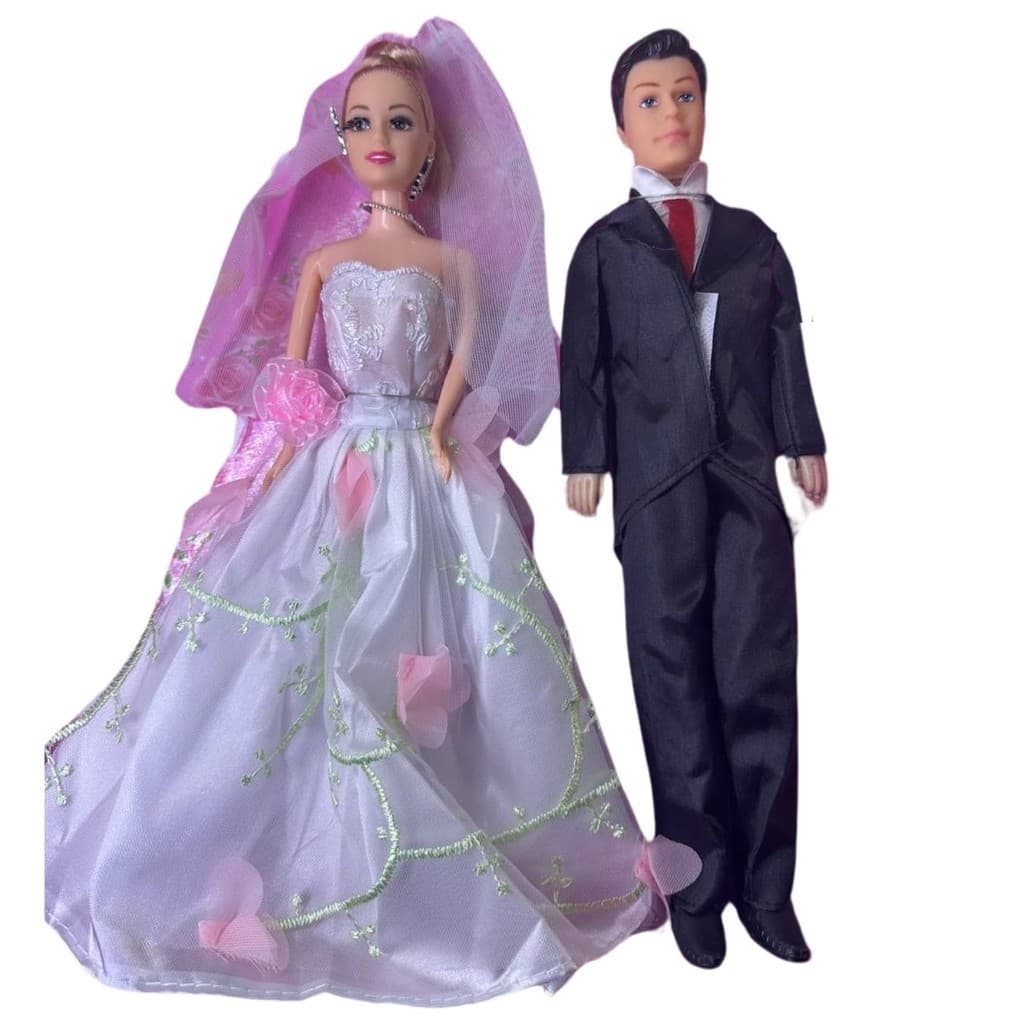 Boneca Bella Noiva Casamento Barlina + Noivo Vestido Lindo