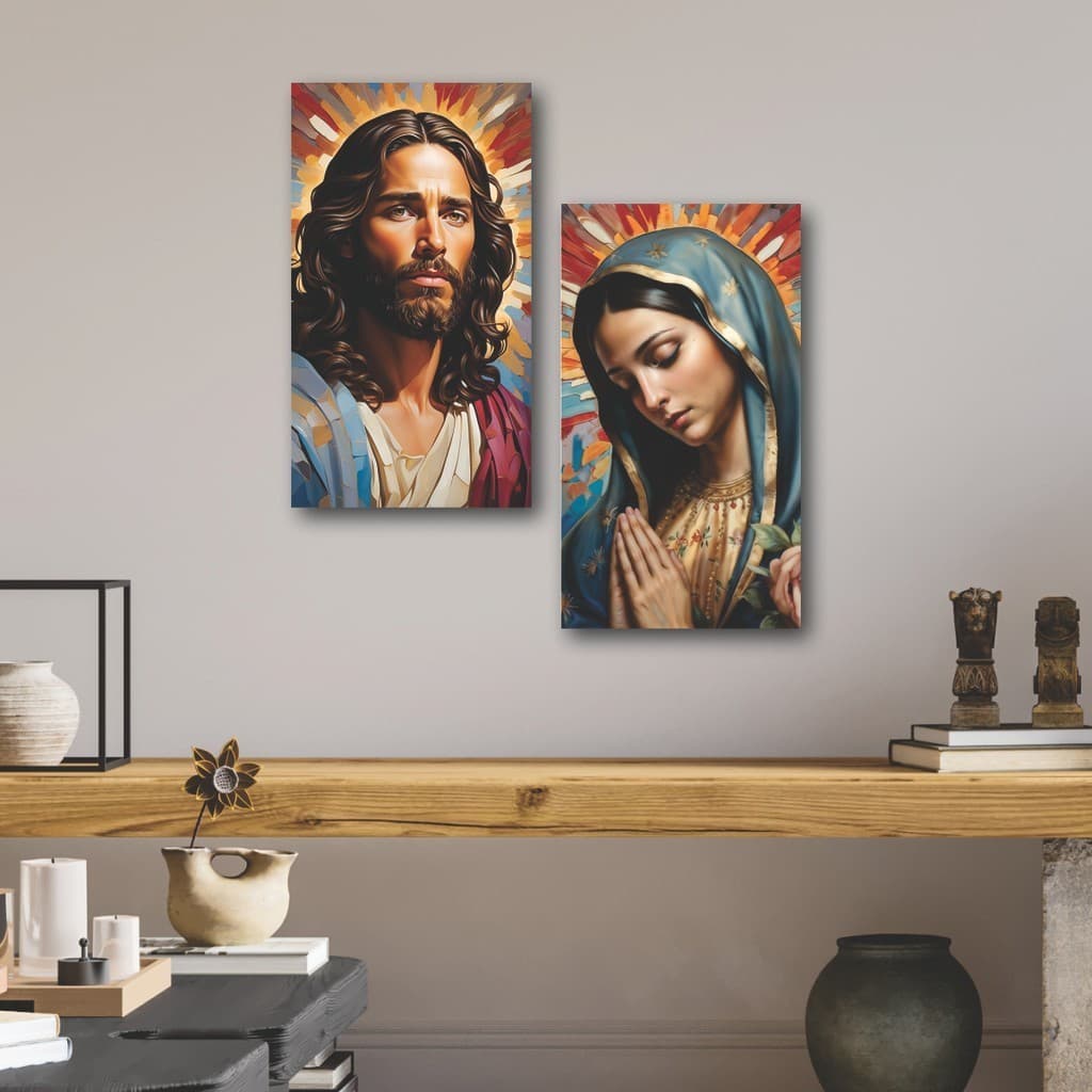 Quadro Decorativo Jesus Cristo Nossa Senhora Maria Católico