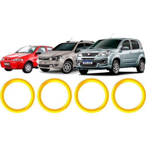 Jogo Anel Centralizador Roda Fiat Amarelo 71,90mm X 58,1mm B