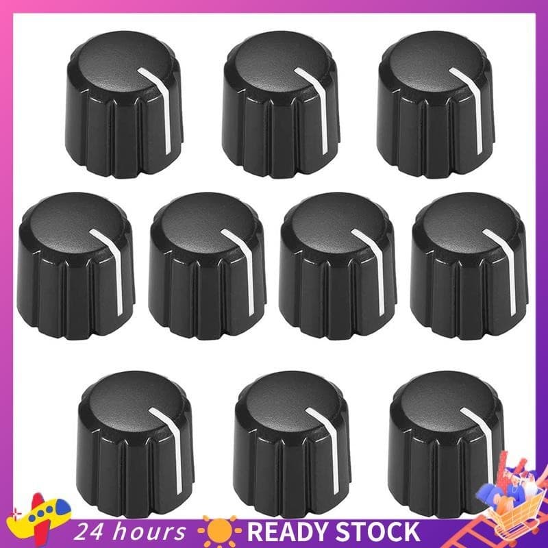 10Pcs Botões De Controle Potenciômetro Para Guitarra Elétrica Tom Preto Tipo D 6mm