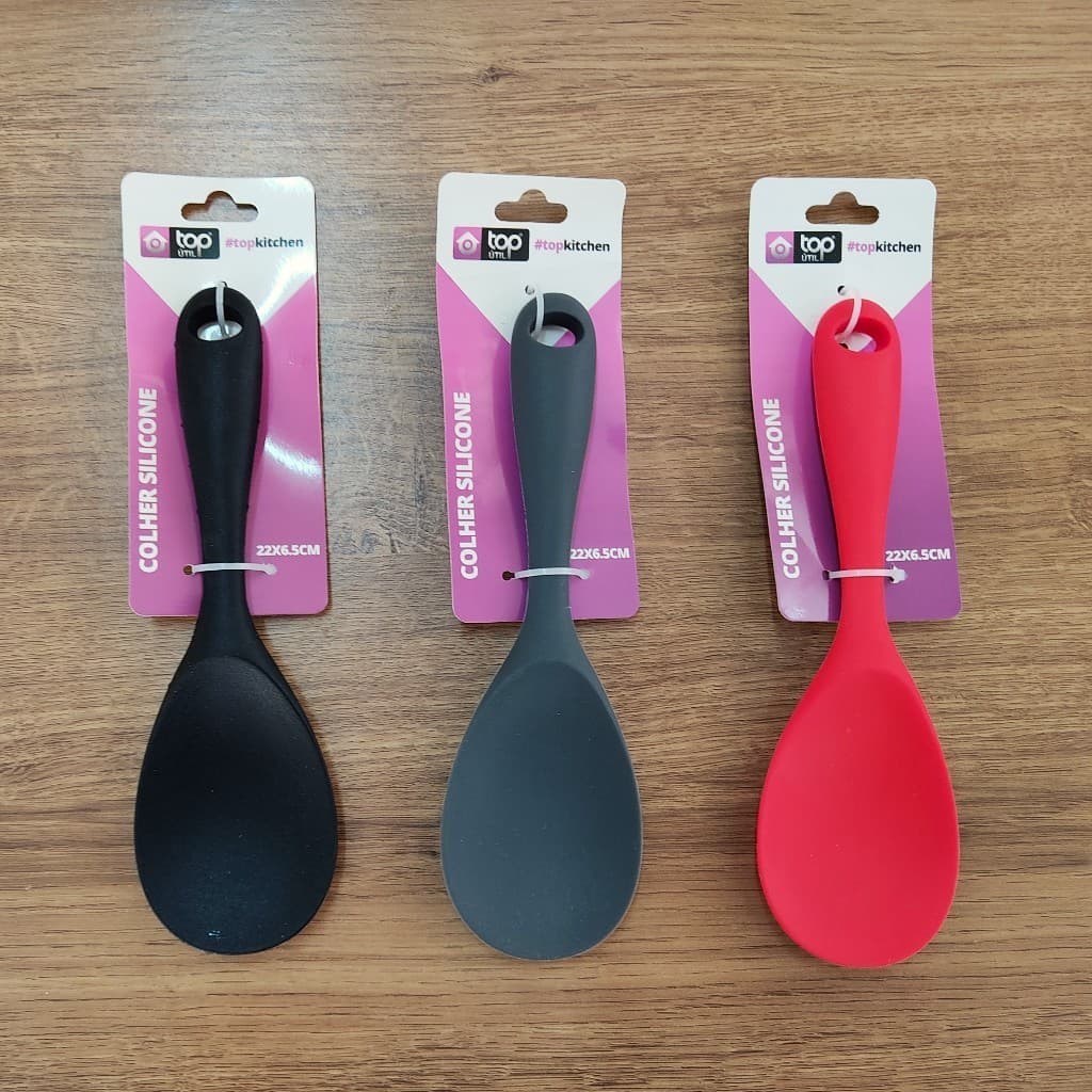Colher de Arroz Silicone 22cm  Multiuso Antiaderente para Casa Servir Mesa Utensilios Pequena Premium