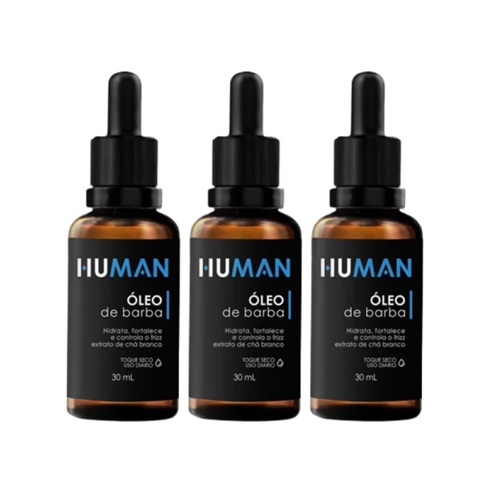 Kit 3 Óleo para Barba Hidratante Fortalecedor Amacia Human 30ml