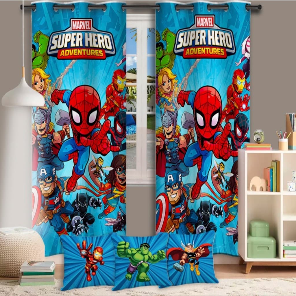 Cortina Infantil Cortina Quarto Super Herois Avulsa ou Kit Cortina e Capas Almofadas Venture