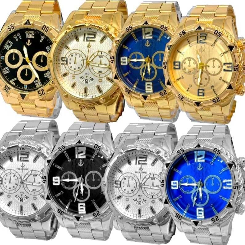 Kit com 2/4/6/8 ou 10 Relógio Masculino 10 Relogio Pulseira Em Aço Relogio Dourado Relógio Prata de Pulso original Top