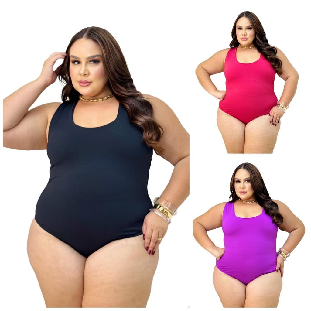 Body Maiô Plus Simples com X nas Costas